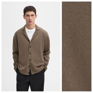 NWT. Massimo Dutti Gray/Beige Wool Blend Knit Cardigan. Size M.